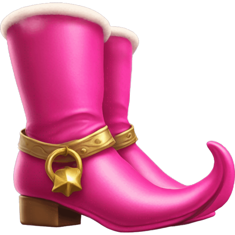 Realistic isolated hot pink elf boots with bells. emoji