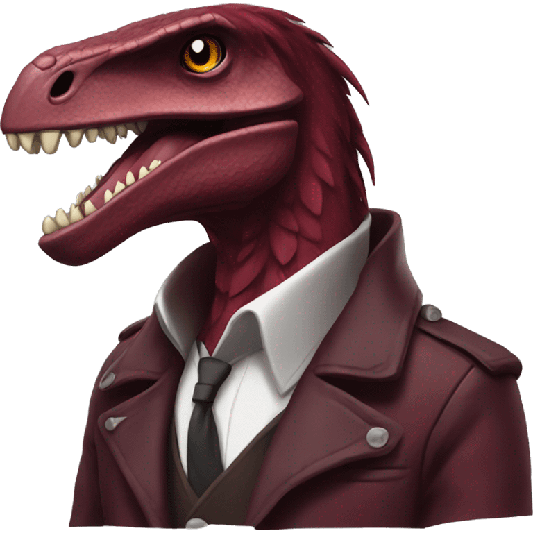 Cool edgy Maroon raptor with darker mane emoji