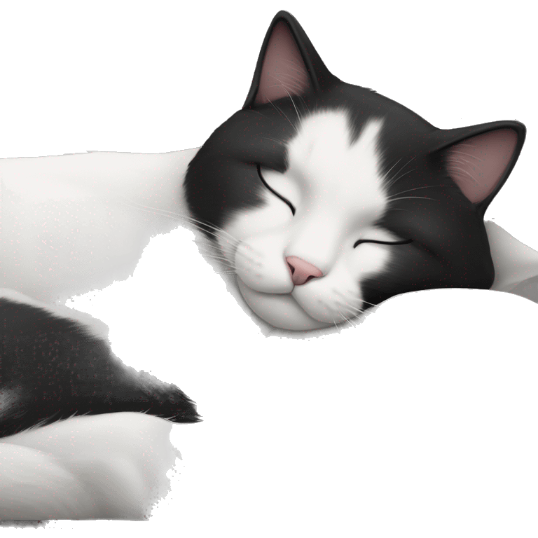 sleeping black and white cat emoji