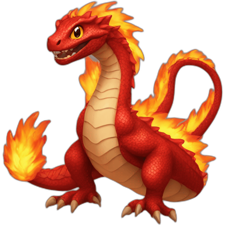 Red fire Serpant with wingsand no arms emoji