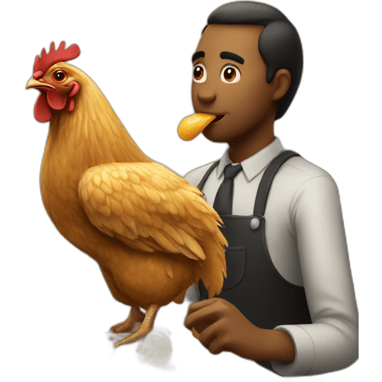 Chicken eating man emoji