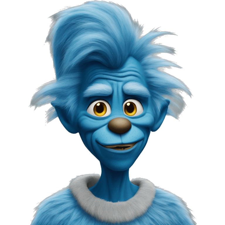 A blue grinch  emoji