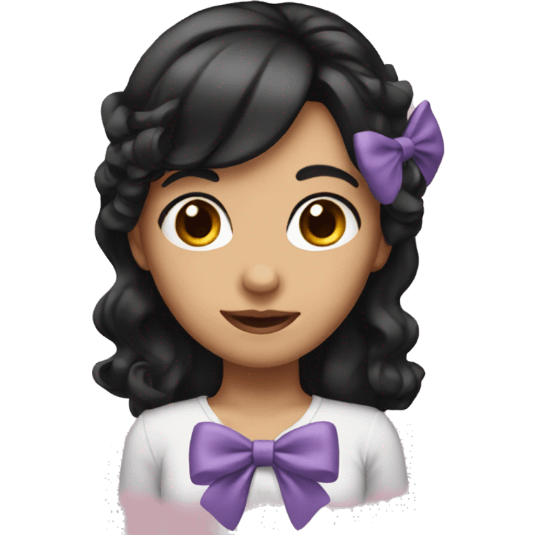 Girl with a black hair and a bow in her hair emoji