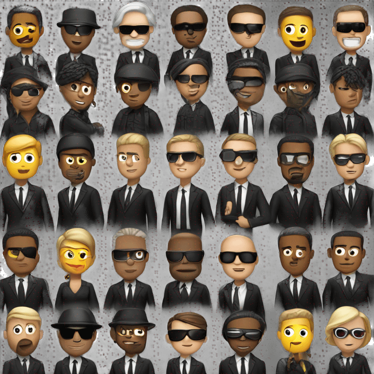 Create a cool simple for a group with the men in black in the emoji with a cool background emoji