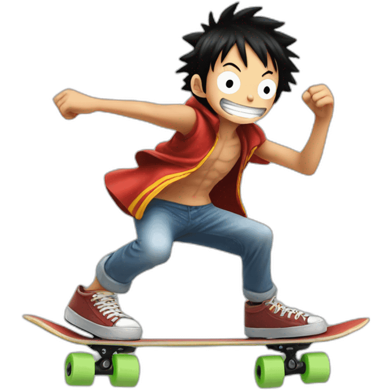 Luffy-on-skate emoji