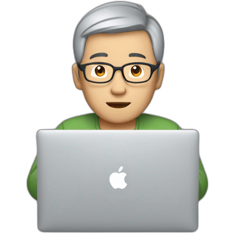 Aged 47 Asian Guy coding on the macbook emoji