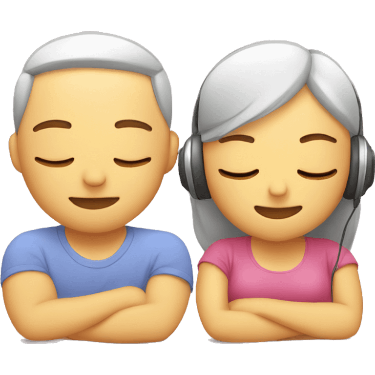 emoji eyes closed sleeping male and female listening relaxing music emoji