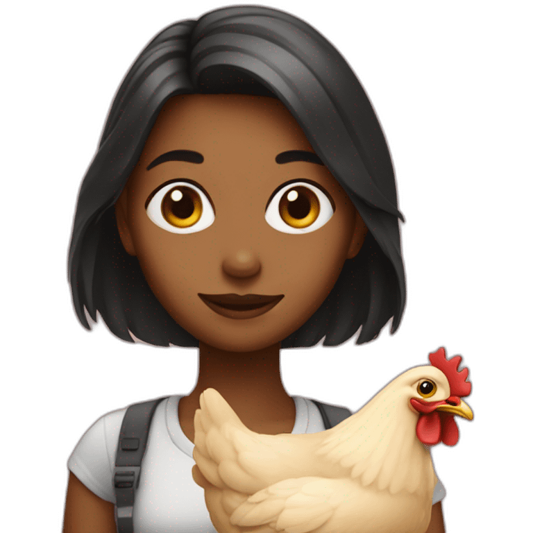 Girl with chicken emoji