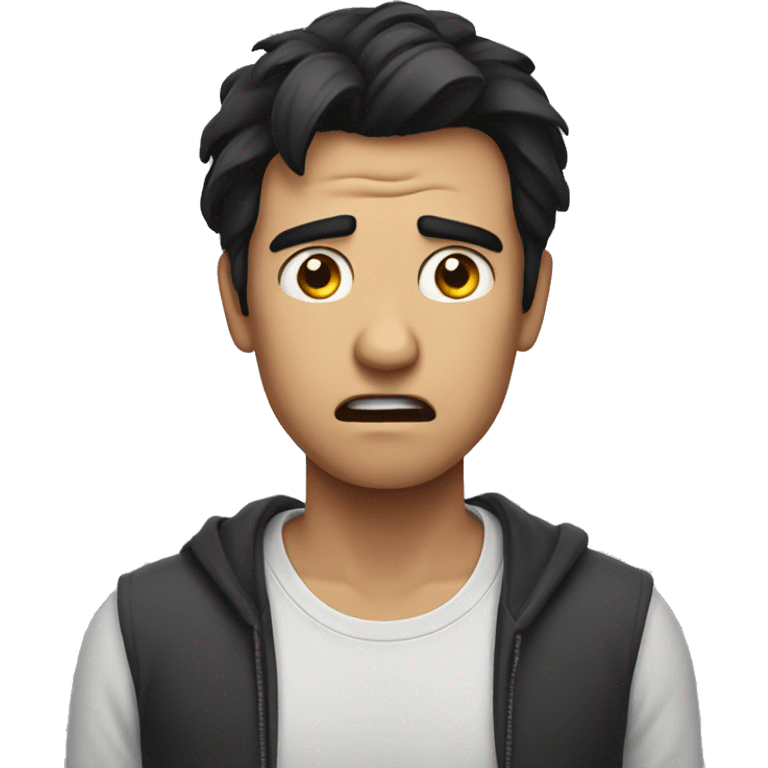 scared man with black hair emoji