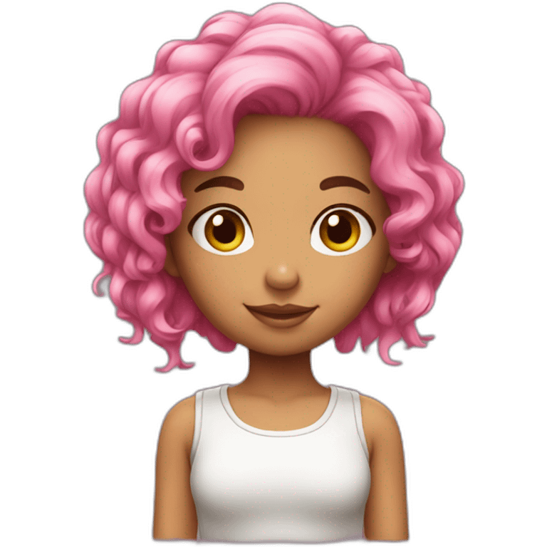 Cute Brazilian girl with pink hair emoji