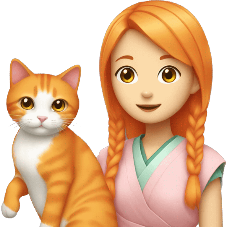 Orange cat and Japanese girl  emoji