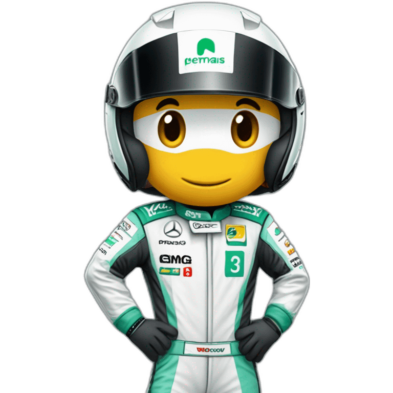 Yoshi in Mercedes AMG Petronas racing suit emoji