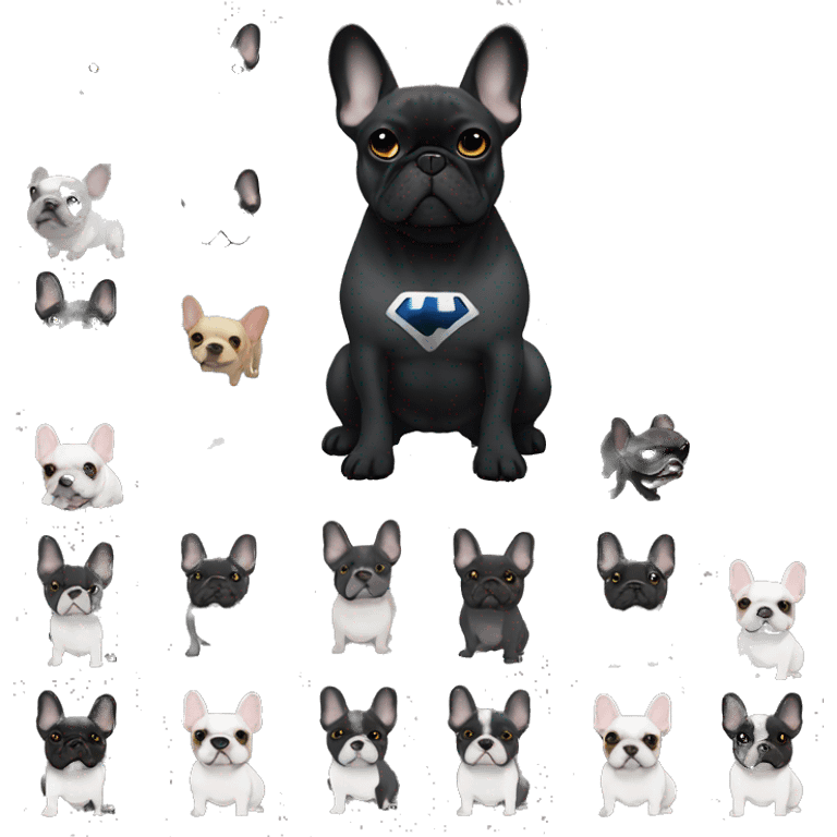 French bulldog dark grey superhero emoji