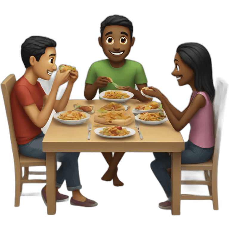 friends eating together emoji