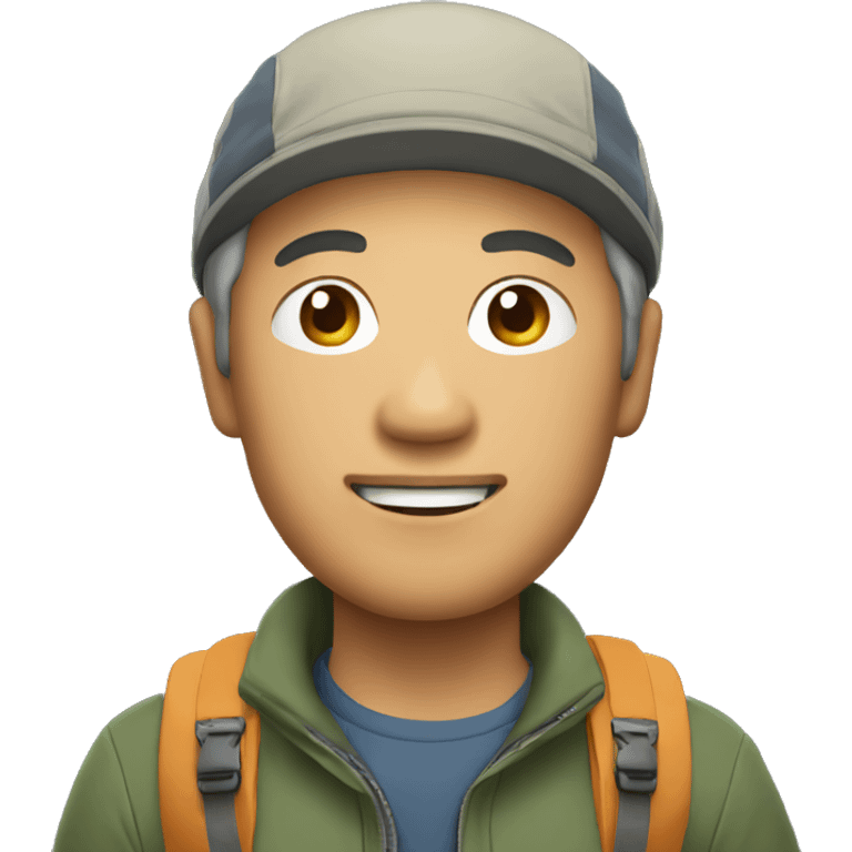 middle aged asian man with hiking outfit emoji