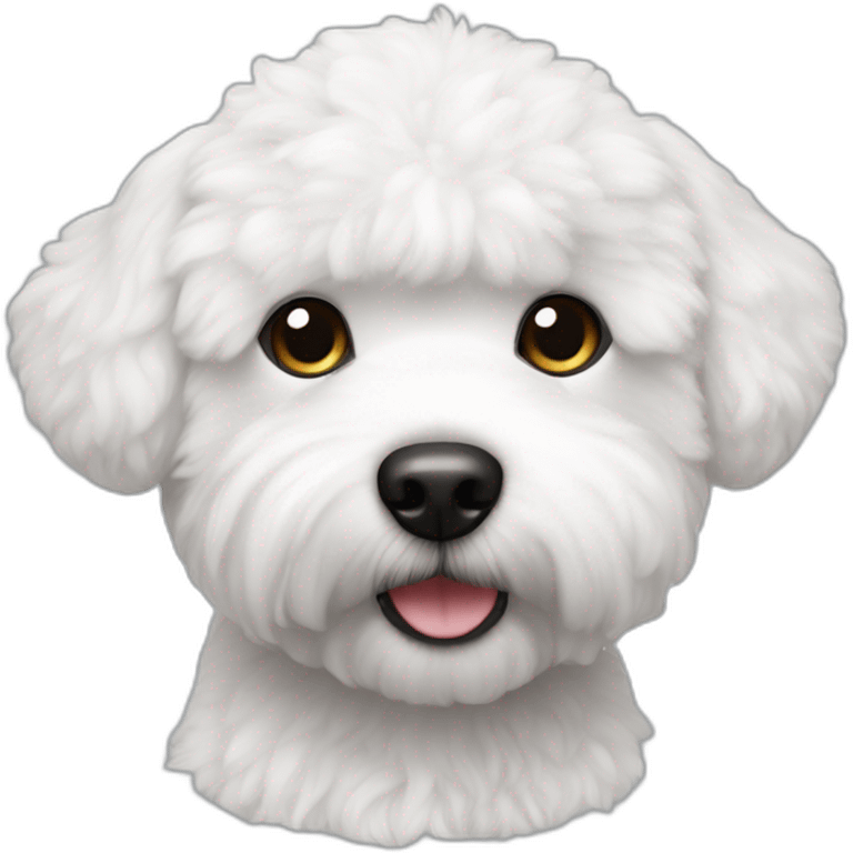 bichon frise puppy dog, white fur, black eyes emoji