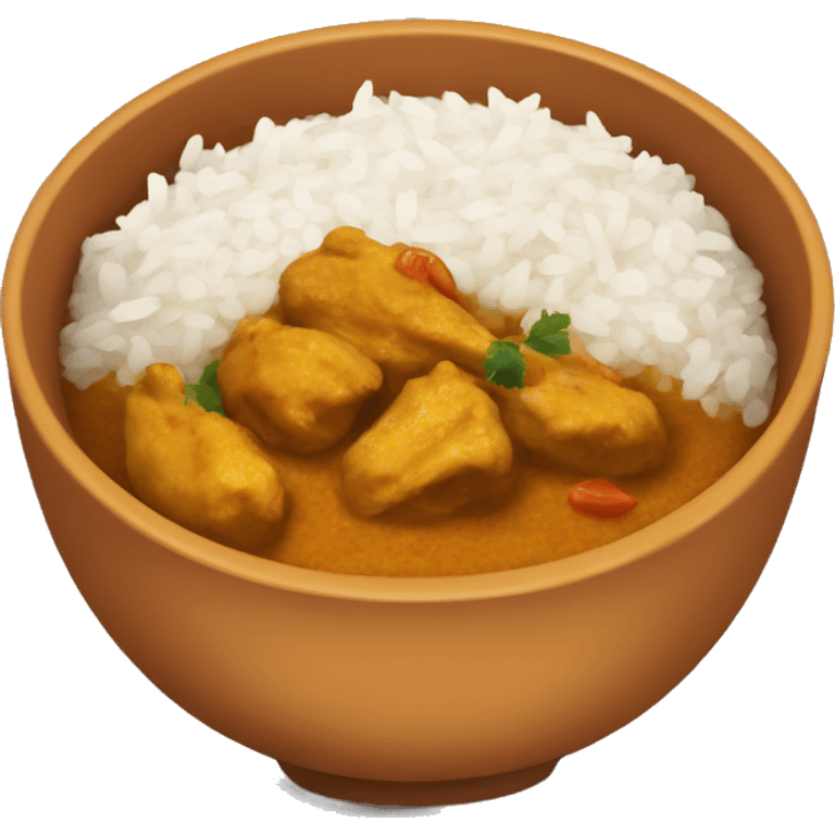 Bowl with chicken curry and rice emoji