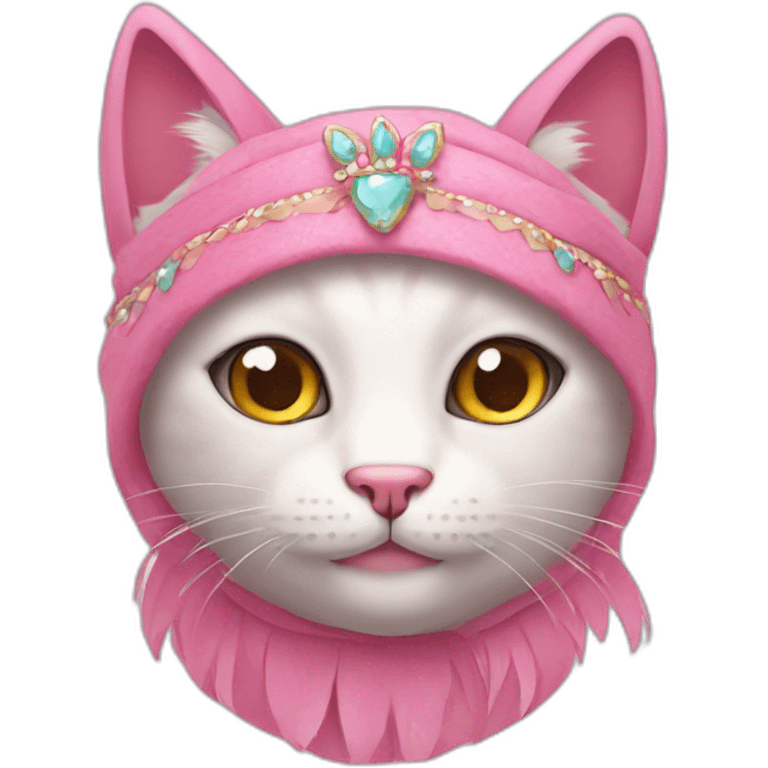 a cute pink cat wearing headdress emoji