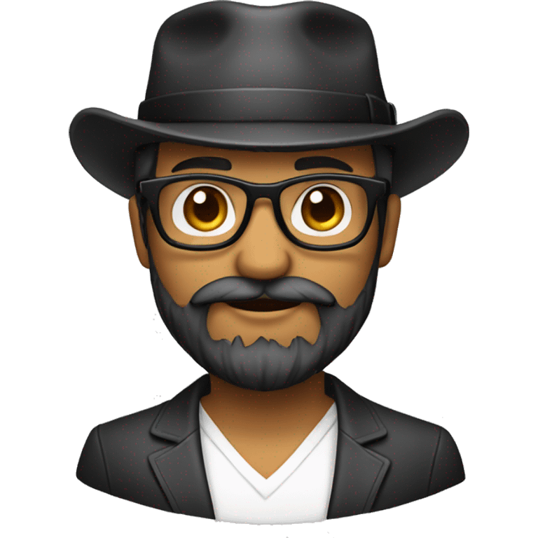 Emoji de barba preta e branca, óculos e boné emoji