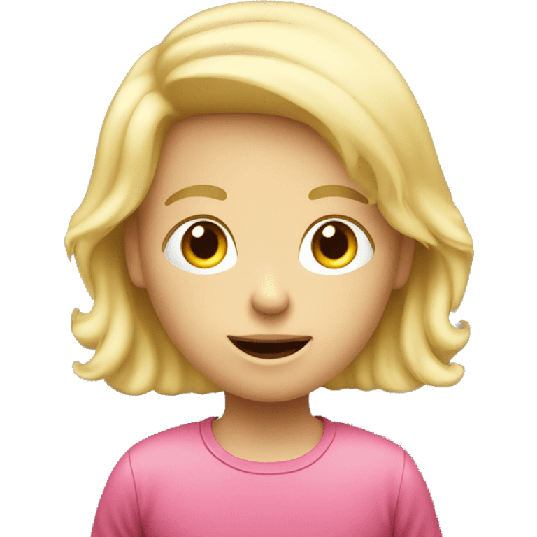 talking blond child with speech bubble near emoji