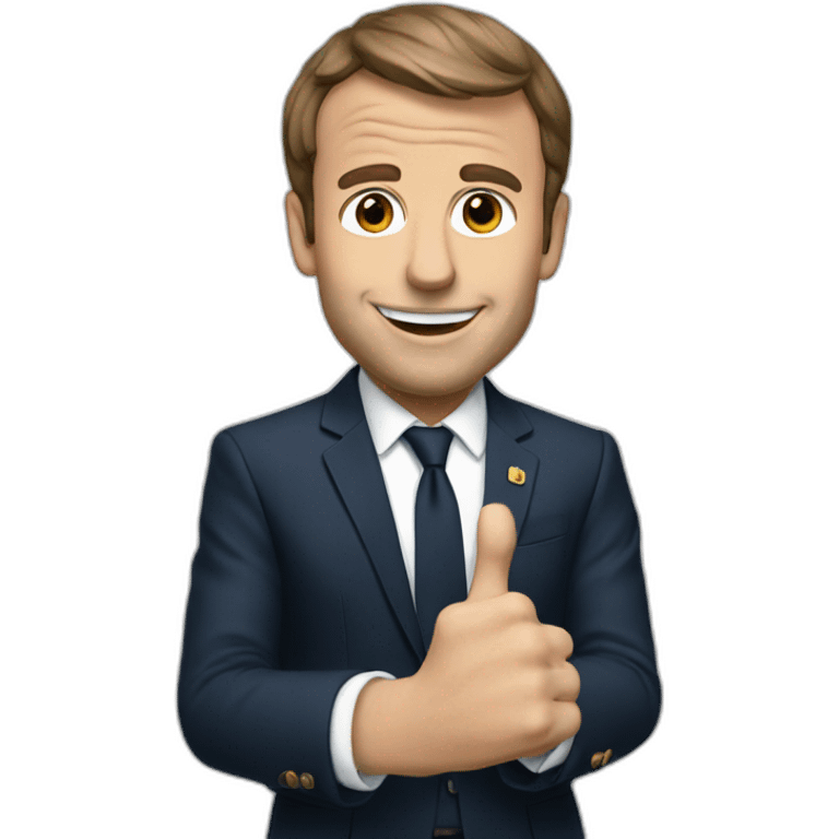 Macron holding saying hi emoji