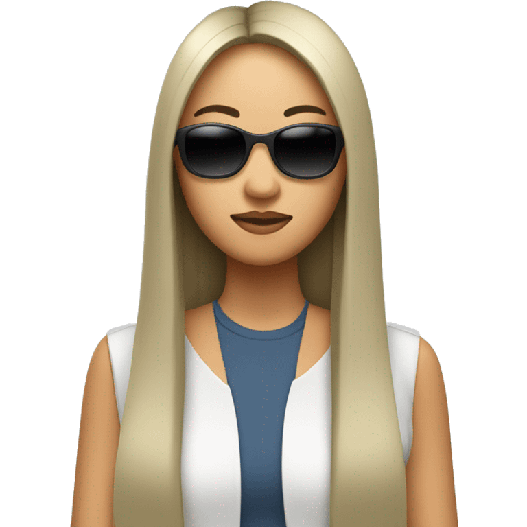 An Asian woman with long straight hair wearing sunglasses emoji