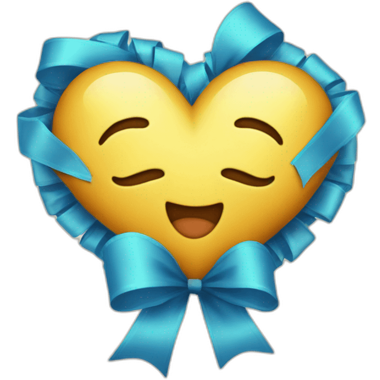 heart with blue ribbon bow emoji