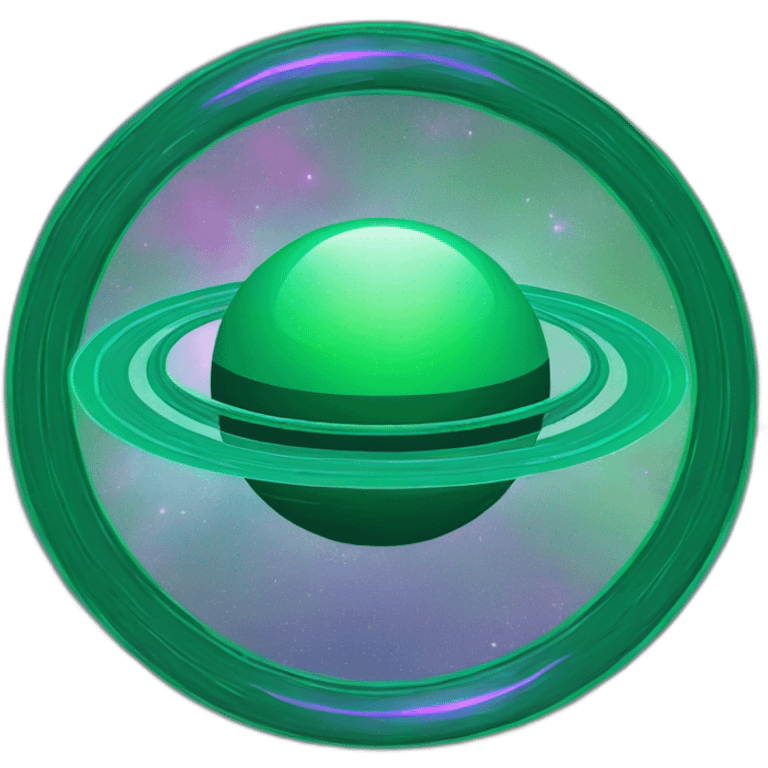 green saturn and purple rings emoji