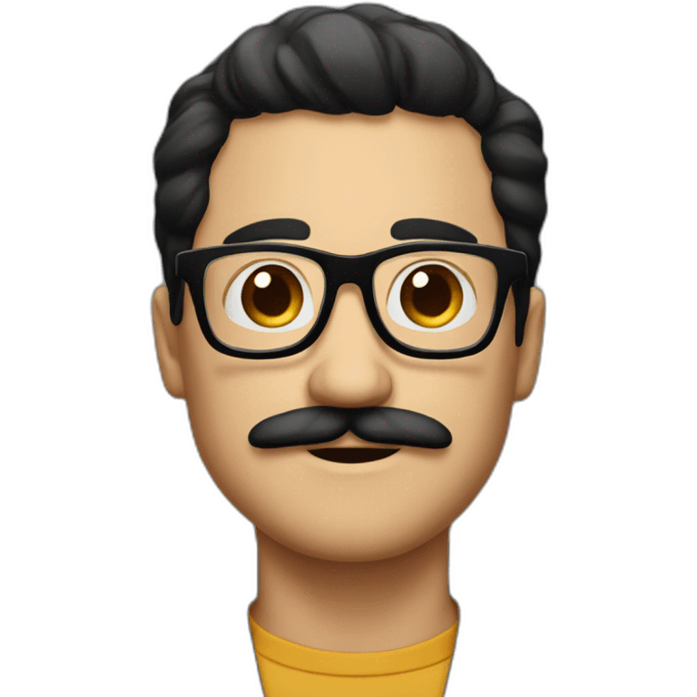 Man with black hair and glasses and moustache  emoji