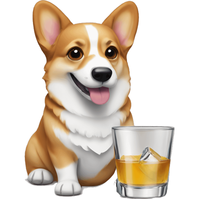 corgi drinking tequila in shot glasses emoji