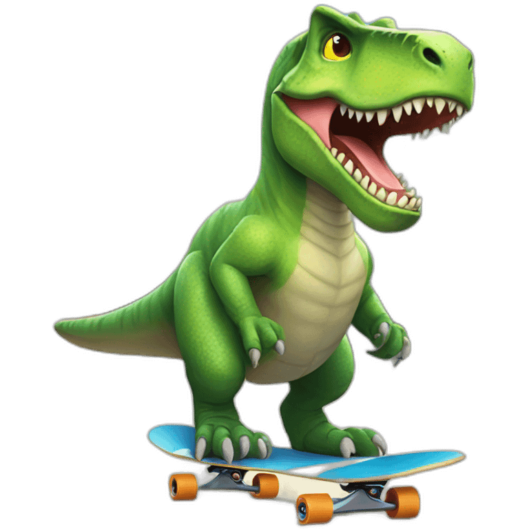 huge cat dinosaur riding a skateboard emoji