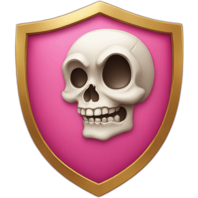 cartoon skull on a pink shield emoji