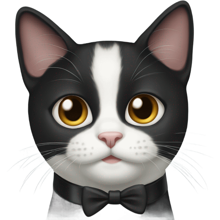 Tuxedo cat with white chin  emoji