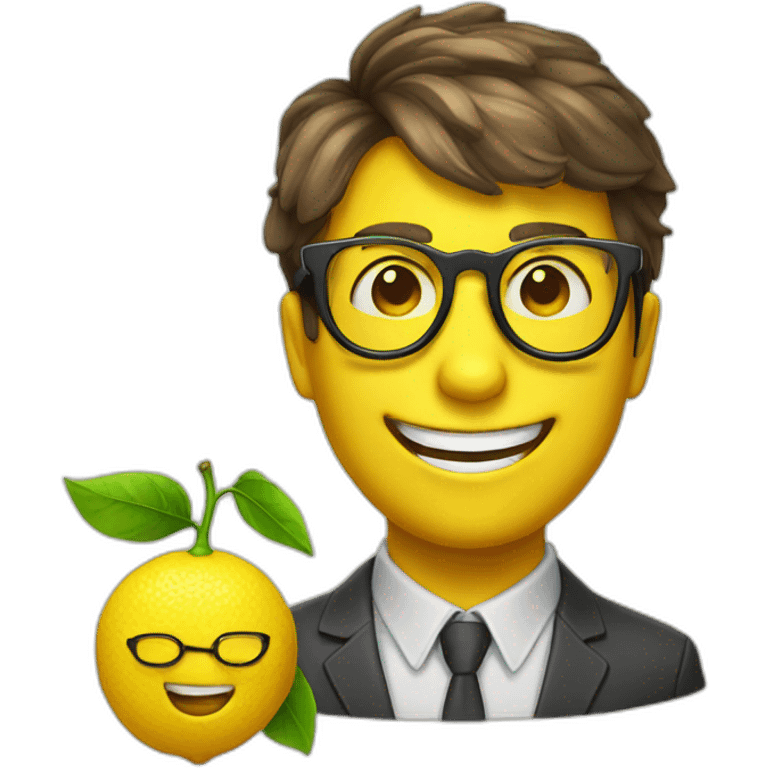 Happy Lemon with nerd glasses emoji