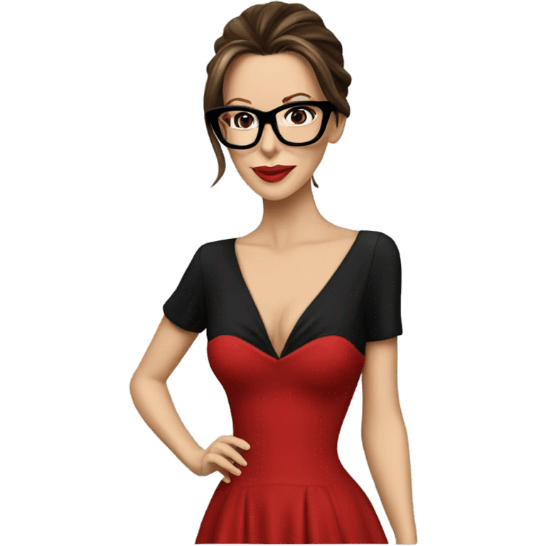 Kate Beckinsale red dress, glasses  emoji