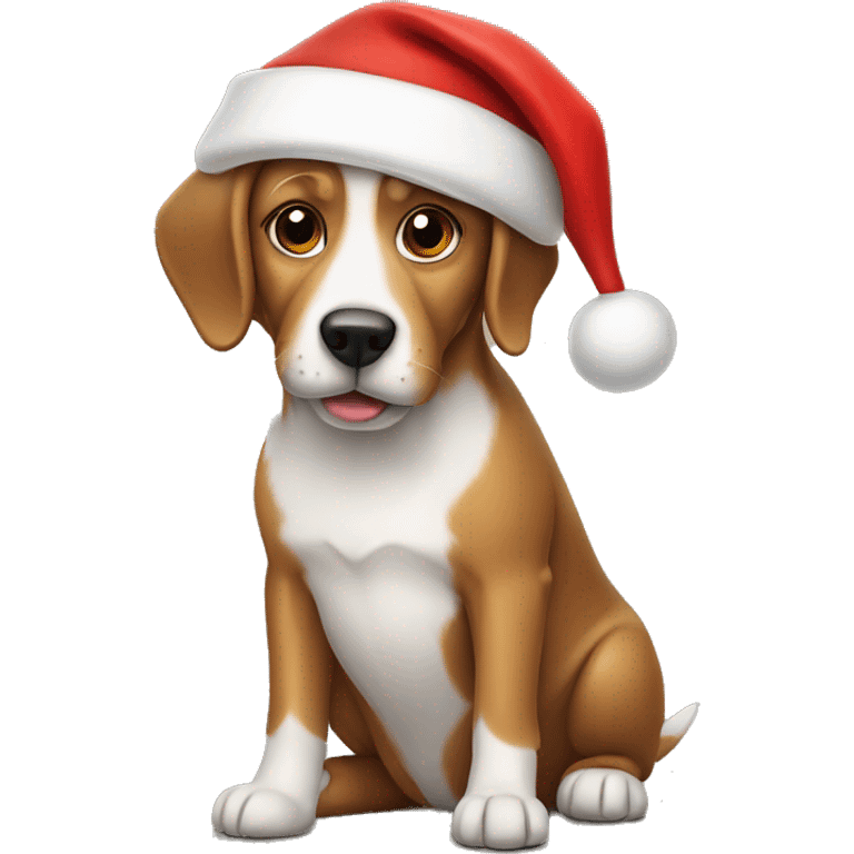 Dog wearing Santa hat emoji