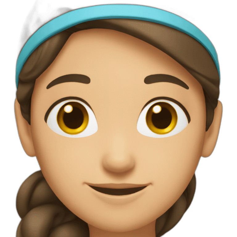 brunette woman smiling with headband emoji