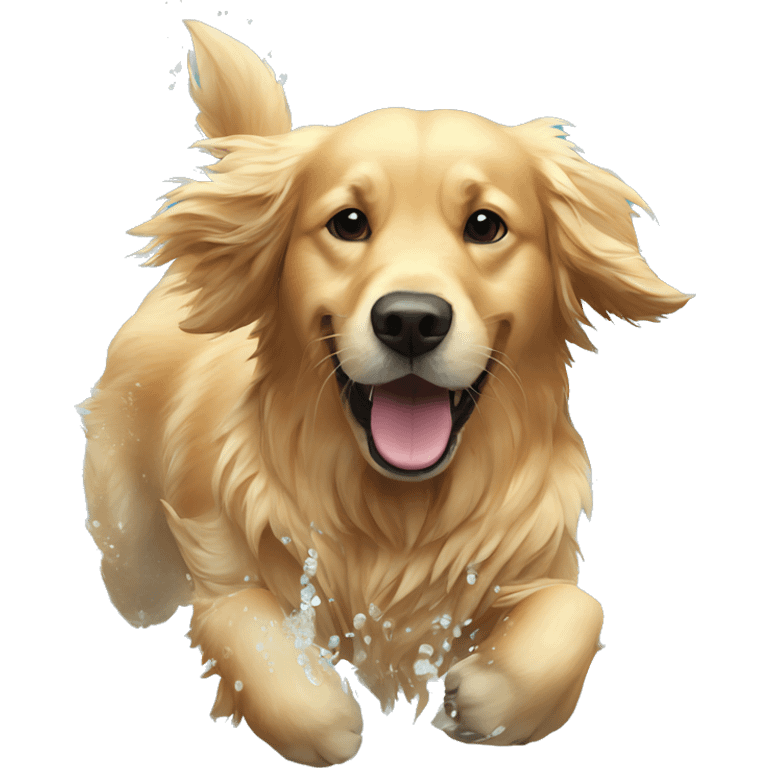 perro golden retriever nadando en agua emoji