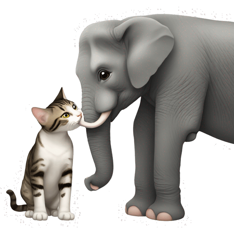 Elephant kissing cat emoji