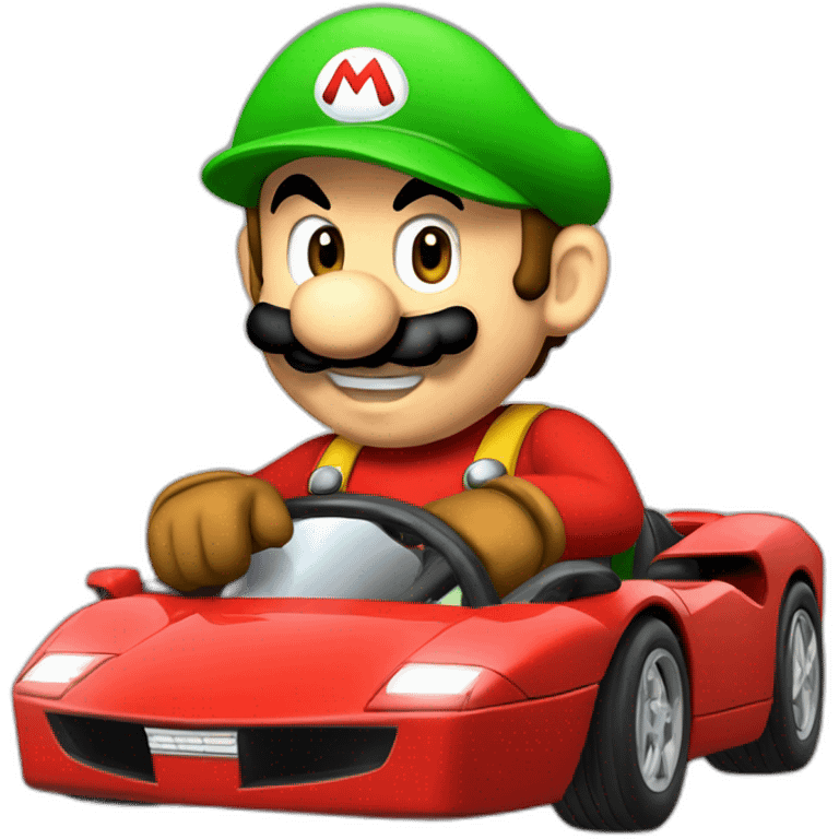 Mario Bros conduciendo un Ferrari emoji