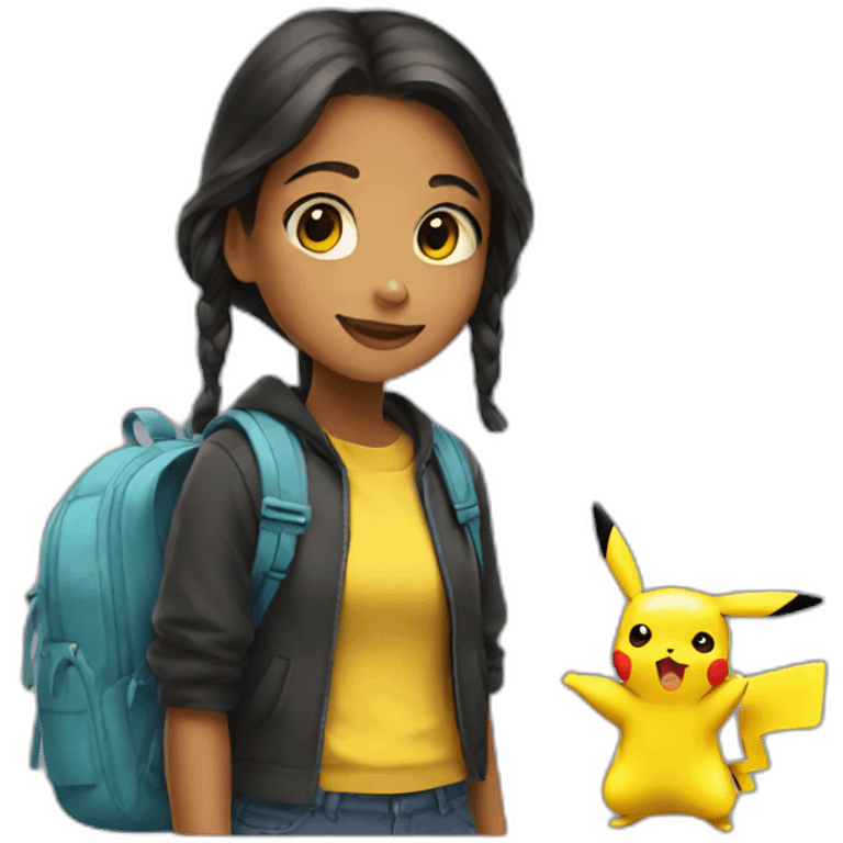 girl with pikachu emoji