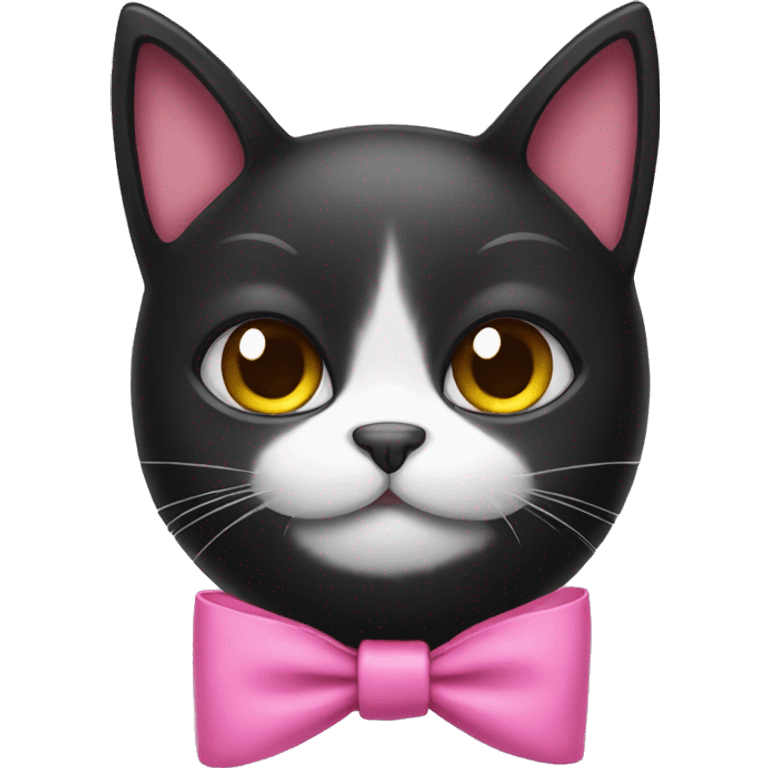 Black cat wearing a pink bow emoji