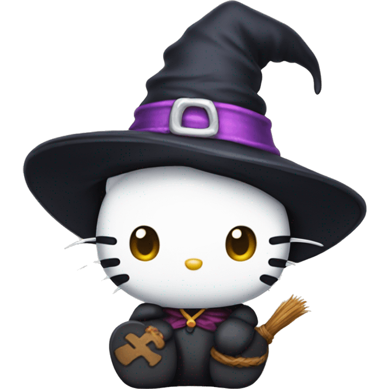 Hello kitty with witch hat emoji