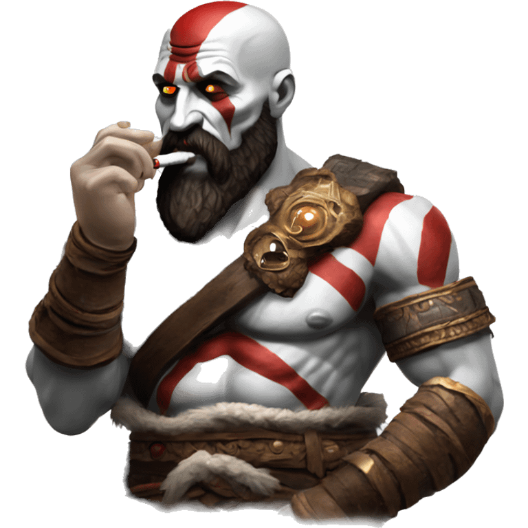 Kratos from god of war smoking a rolled cbd blunt emoji