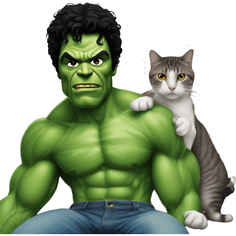 Michel Jackson as the hulk with a cat emoji