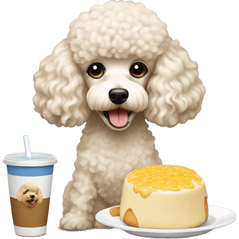 cream mini poodle have breakfast  emoji