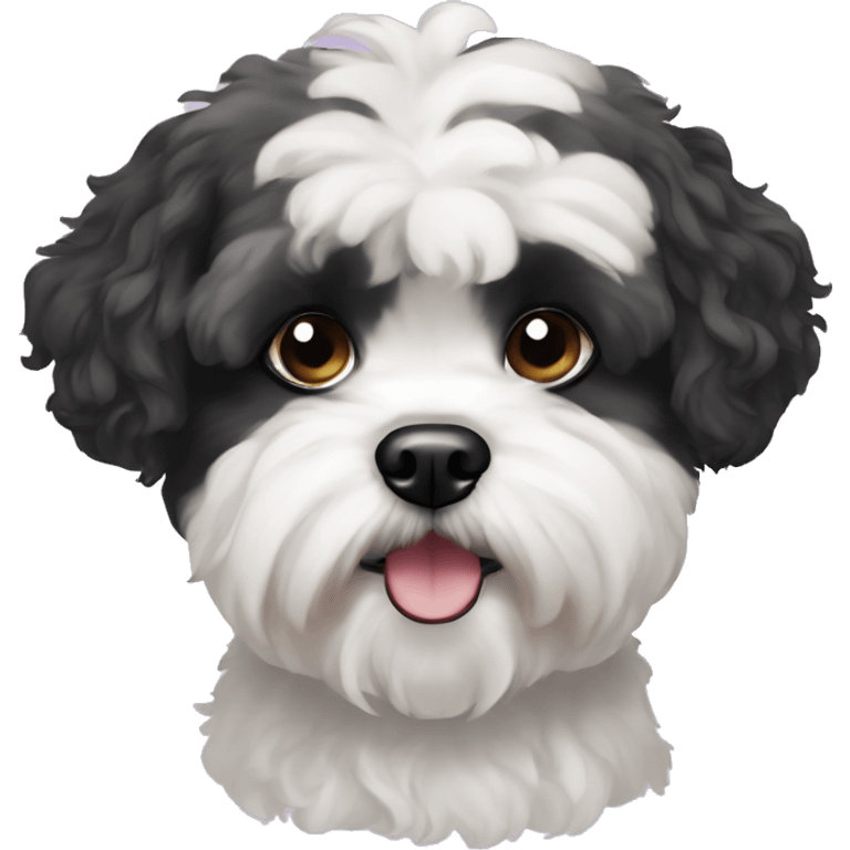 black and white shih-poo dog with white eyebrows emoji