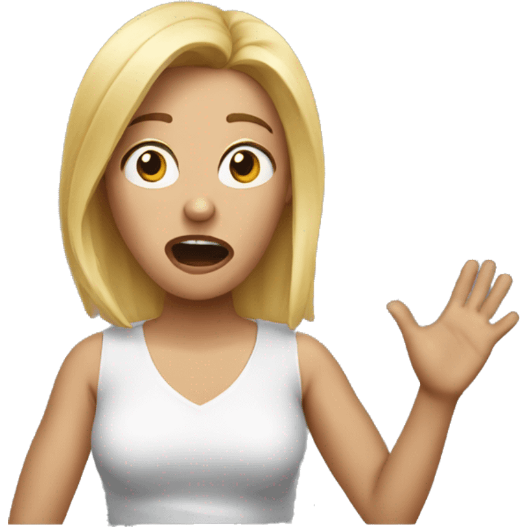 shocked blond woman hands up emoji