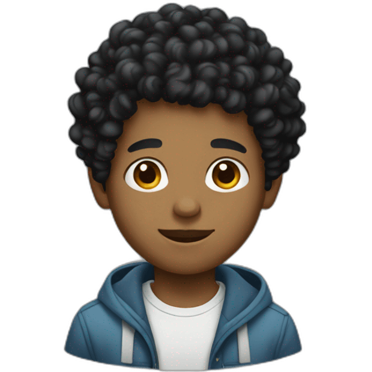 Black hair curly boy emoji