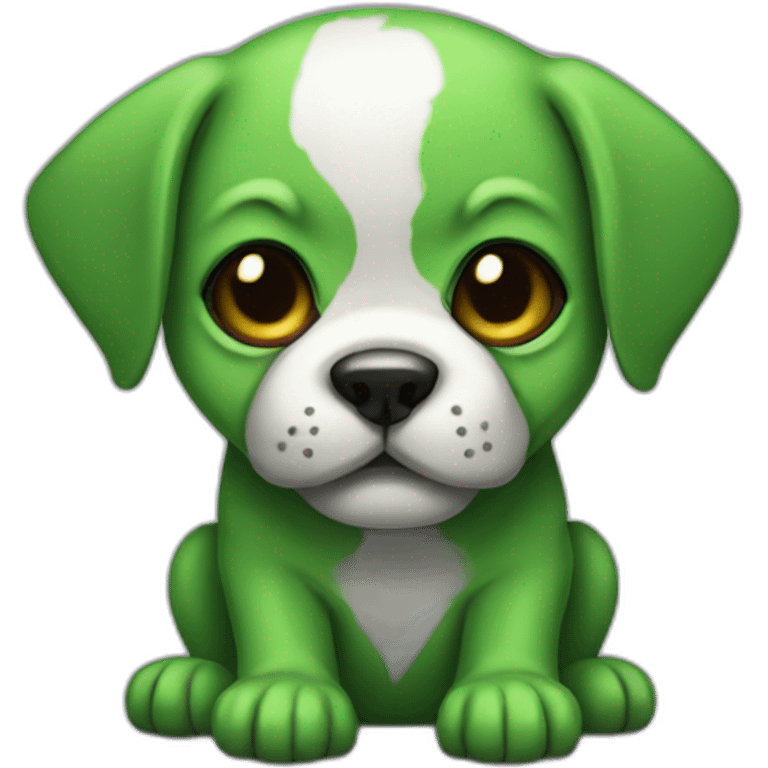 Green puppy with a skull mask on its face emoji